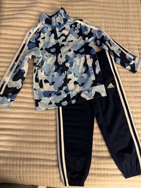 adidas Blue Camo Jacket and Navy Track Pants Set